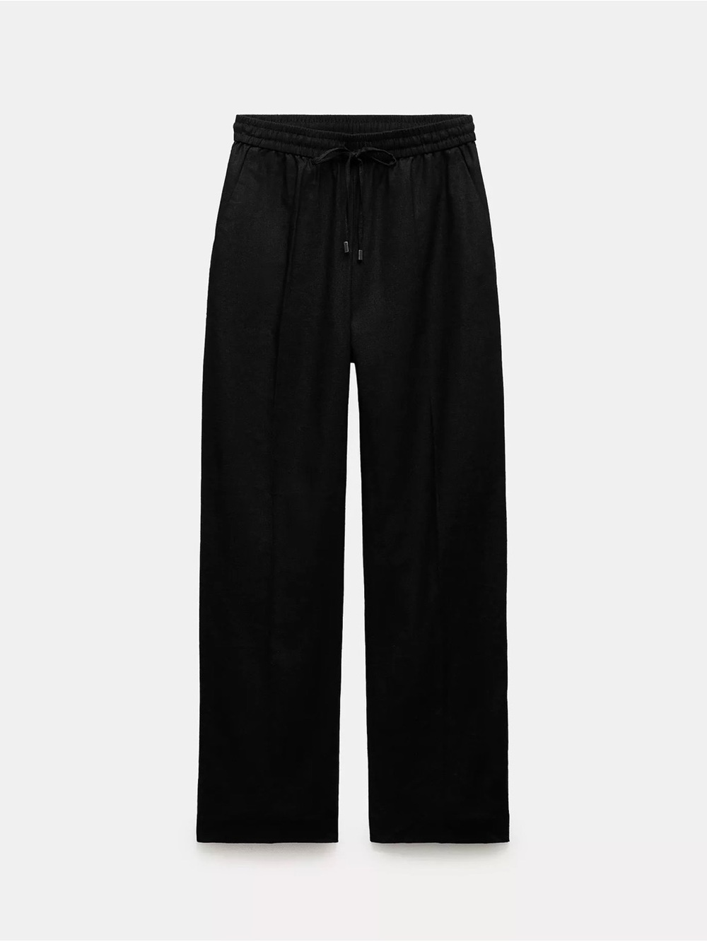 Zara Collection Black Linen Blend Straight-Leg Pants